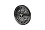 A black GPM Racing 51T 1Mod spur gear made of carbon steel, shown in a studio product shot against a white background.
