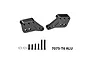 A pair of black GPM Racing aluminium shock mounts with mounting screws and washers on a white background.