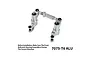 A silver GPM aluminium steering bell crank and drag link assembly for RC cars, shown on a white background with installation text.