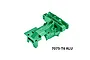 A green anodized aluminium rear upper bulkhead for an RC car by GPM Racing, featuring machined 7075-T6 aluminium construction.