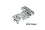 A silver GPM Racing aluminium rear upper bulkhead for an RC vehicle, shown from a high-angle perspective against a white background.