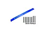 A blue anodized aluminium chassis plate by GPM Racing with eight black countersunk screws on a white background.