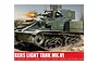 Box art for Airfix 1/76 scale Vickers Light Tank Mk.VI model kit featuring an illustration of the tank in action.