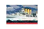 Box art for Airfix 1/600 scale HMS Suffolk model kit showing the grey cruiser sailing on dark blue seas under a cloudy sky.