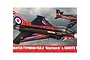 Box art for Airfix 1/72 Eurofighter Typhoon FGR.4 Blackjack and Shorts Tucano T.1 model kit showing both aircraft in flight.