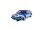 A 1/32 scale Scalextric slot car model of the 1984 Rover SD1 in blue and white livery with Industrial Control Services branding.