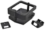 RPM ESC cage and brace set in black plastic, featuring a main cage, a flat mounting plate, and an angled bracket.