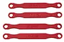 Four red RPM camber links arranged horizontally against a white background, each featuring the RPM logo and orientation markings.