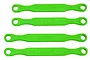 Four bright green RPM RC camber links arranged horizontally against a white background.