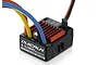 Hobbywing Quicrun 1060 60A waterproof brushed electronic speed controller with red heatsink and attached wires.