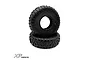 Two black Reefs RC 2.2 inch Scrub crawler tyres stacked on a white background, featuring aggressive tread patterns and embossed sidewall branding.