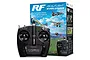 RealFlight Evolution flight simulator software box and Spektrum InterLink DX controller on a white background.