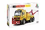 Italeri 1/24 scale Mercedes-Benz Wrecker Tow Truck plastic model kit box featuring a yellow tow truck with red boom.