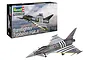 Revell 1/48 scale Eurofighter Typhoon FGR.4 plastic model kit box and a fully assembled, painted model of the jet fighter.