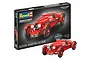 Revell 1/32 scale Aston Martin Ulster plastic model kit box and a fully assembled red model car on a white background.