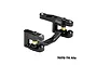 A black GPM Racing aluminium steering bell crank and drag link assembly for RC cars, featuring gold-coloured metal bushings.