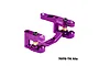 A purple anodized aluminium steering bell crank and drag link assembly by GPM Racing, featuring 7075-T6 aluminium construction.