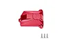 A red anodized aluminium GPM receiver cover for an RC car, shown with three small mounting screws.