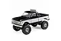 Axial SCX24 1/24 scale RC rock crawler featuring a black and white Chevrolet C10 truck body with a chrome roll bar and off-road lights.