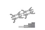 Four grey aluminium RC upper suspension arms with stainless steel support mounts and included hardware set.