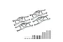A set of four silver aluminium GPM Racing suspension arms for Traxxas Maxx, including mounting hardware, screws, and hinge pins on a white background.