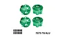 Four green GPM Racing 17mm serrated aluminium wheel nuts and a set of small black grub screws on a white background.