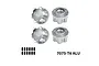 Four silver GPM Racing 17mm serrated wheel nuts with small black grub screws on a white background.