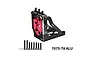 GPM Racing black and red aluminium quick release motor mount for Traxxas XRT RC cars, shown with included screws and washers.