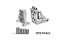 GPM Racing silver aluminium motor mount set for RC vehicles, including two machined metal mounts, black screws, and washers on a white background.
