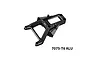A black GPM Racing aluminium front bulkhead brace for an RC car, featuring machined 7075-T6 aluminium construction.