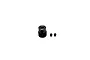 A black Reefs RC 16T pinion gear with two small grub screws on a white background.