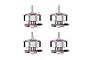 Four BetaFPV 0802 25000Kv brushless motors for drones, featuring purple and silver metal housings, arranged in a grid against a white background.