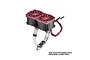 GPM Racing red aluminium dual cooling fan mount with adjustable stainless steel strap for RC motors.
