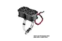 GPM Racing black dual cooling fan unit with an adjustable stainless steel mounting strap for RC motors.