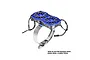 GPM Racing blue aluminium dual cooling fan mount with adjustable stainless steel strap for RC motors.