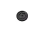 A black plastic spur gear for an RC vehicle, featuring a central hexagonal mounting point and a circular hole.