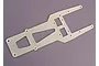 A flat, light-grey fibreglass upper chassis plate for a Traxxas RC vehicle, featuring various cutouts and mounting holes.