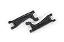 Two black Traxxas WideMaxx upper suspension arms for RC vehicles, shown from an overhead angle on a white background.