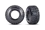 Two Traxxas 2.2 inch Canyon RT crawler tyres shown from front and side angles against a white background.