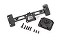 Traxxas Ford Bronco spare tyre mount kit including a black plastic mounting bracket, a tyre hub mount, and various screws.