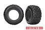 Two Traxxas 3.8 inch Sledgehammer belted RC tyres shown from front and side angles against a white background.