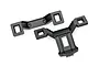 Two black plastic clipless body mounts for a Traxxas RC car, shown from an overhead angle on a white background.