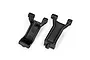 Two black plastic Traxxas C-hub carriers for RC vehicles, one marked LEFT, isolated on a white background.