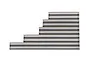 A set of eight silver metal suspension arm pins of varying lengths arranged in a stepped pattern on a white background.