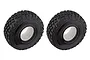 Two black RC off-road tyres with General Grabber branding and foam inserts, viewed from a slight angle against a white background.