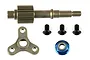 Factory Team RC10B6.1 FT Direct Drive Kit components including a top shaft, three-arm hub, three screws, and a blue lock nut.