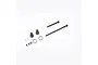 FMS Front V2 CVD driveshaft set components including two driveshafts, two gear pinions, pins, and O-rings on a white background.