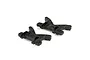 Two black plastic RC shock towers for Losi vehicles, shown from an angled perspective on a white background.