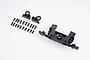 FMS RC body mount set including a main plastic mount, two small brackets, and a collection of black screws on a white background.