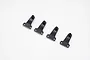 Four black metal FMS 3.5mm shock offset adjustor brackets arranged in a row on a white background.